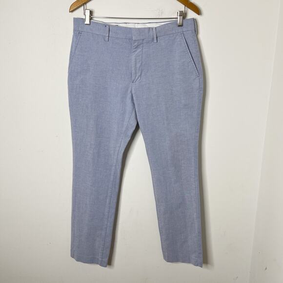 Old Navy Men's Slim Chino Dress Pants 32 Chambray Blue Trousers Cotton Mid Rise - Picture 3 of 8